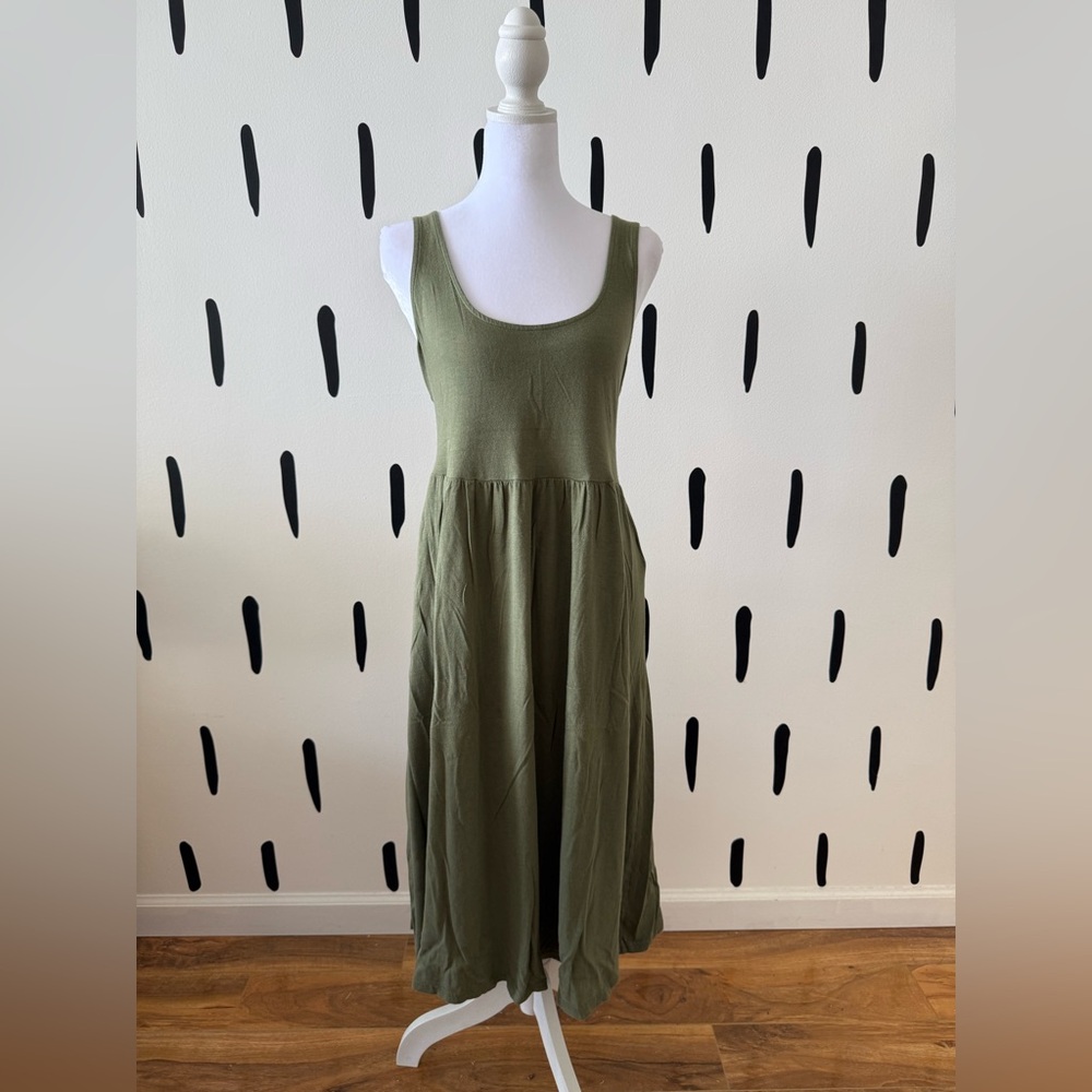 GAP Olive Green Scoop Neck Midi Dress